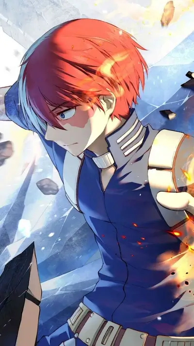 Shoto todoroki wielding fire and ice powers