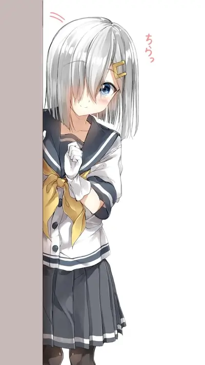 Shy girl peeking from behind a wall