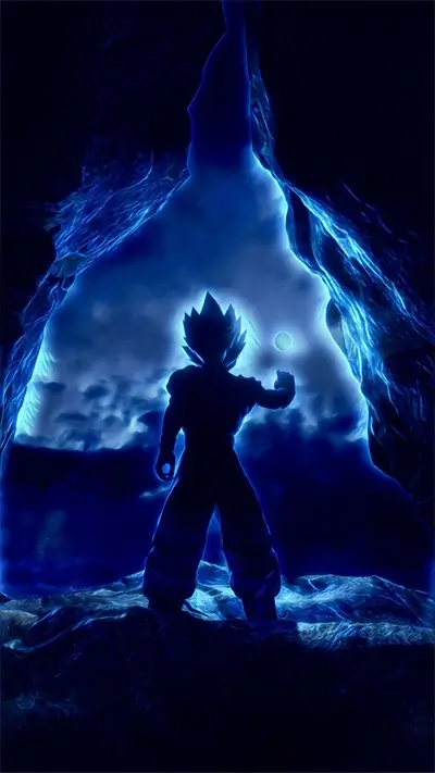 Silhouette figure in a cave, holding a glowing orb