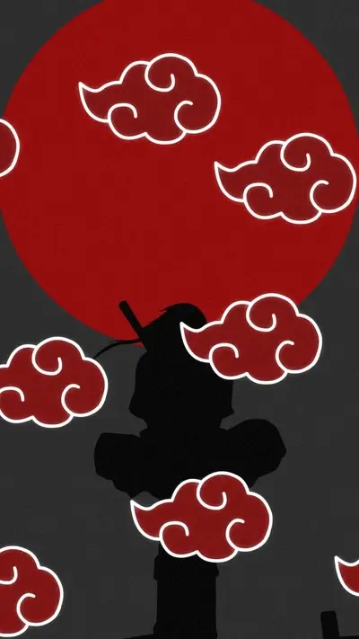 Silhouette figure with red clouds