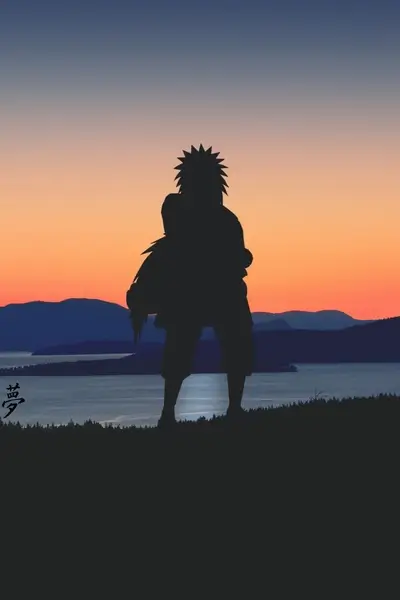 Silhouette of a character at sunset