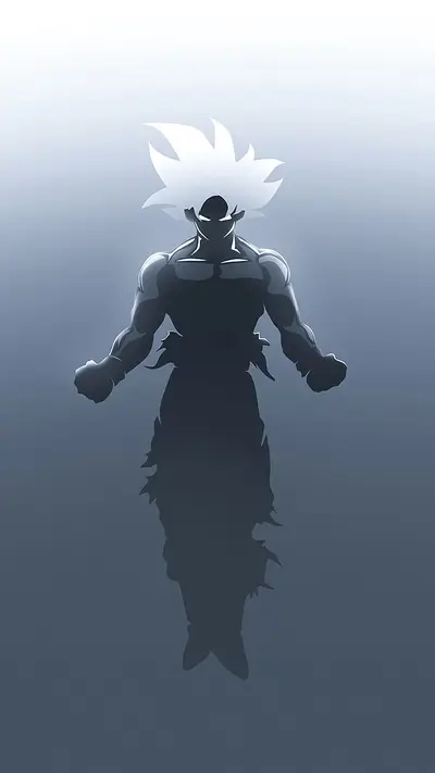 Silhouette of a powerful figure, glowing hair