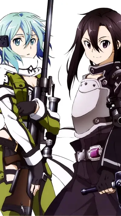 Sinon and Kirito, avatars of gun gale online world