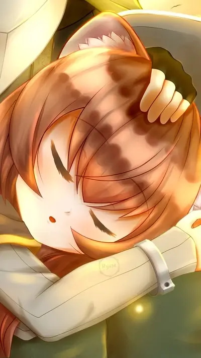 Sleeping girl embraced by someone