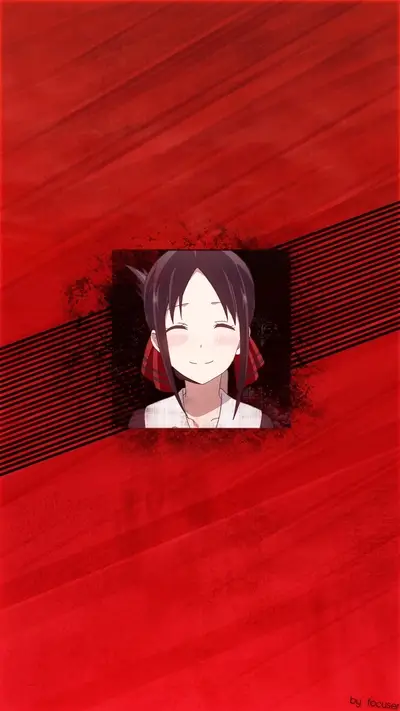 Smiling anime girl on a red background