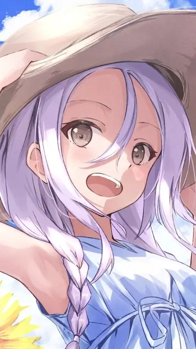 Smiling girl in a sun hat