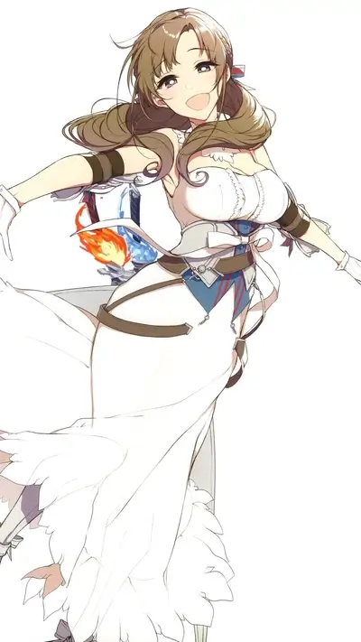 Smiling girl in a white dress