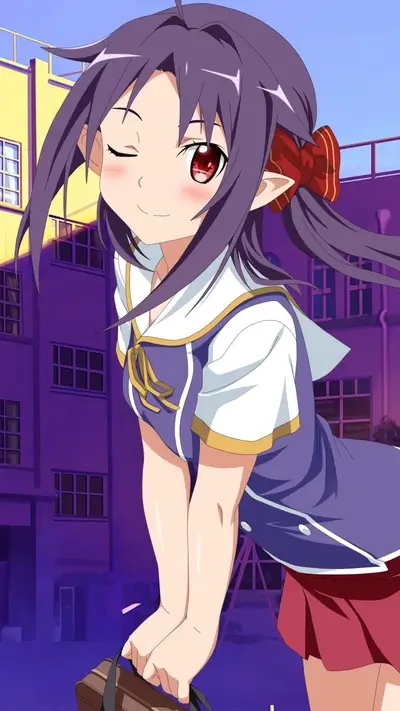 Smiling girl in school uniform