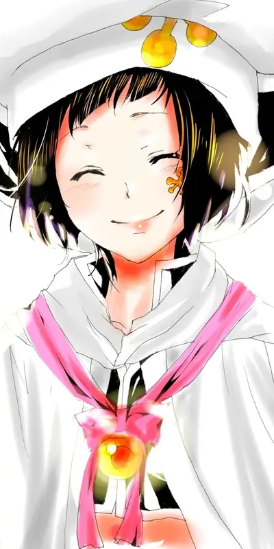 Smiling girl in white, pink and yellow attire
