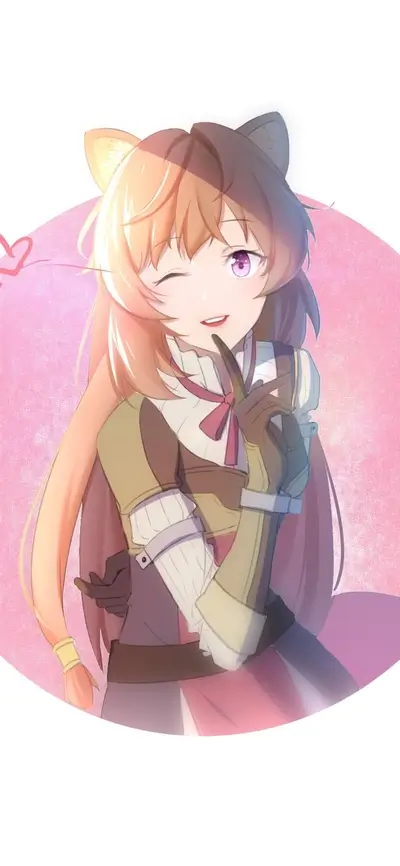 Smiling girl with animal ears winking in a pink frame