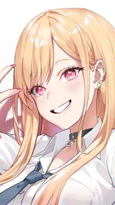 Smiling girl with blonde hair and piercings