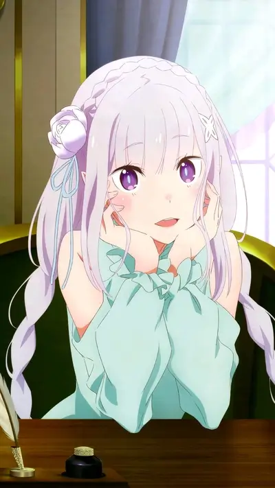 Smiling girl with long braids, light green dress