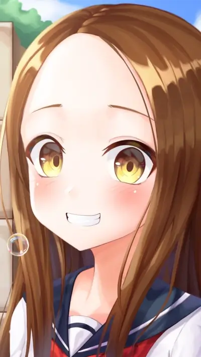 Smiling girl with long brown hair