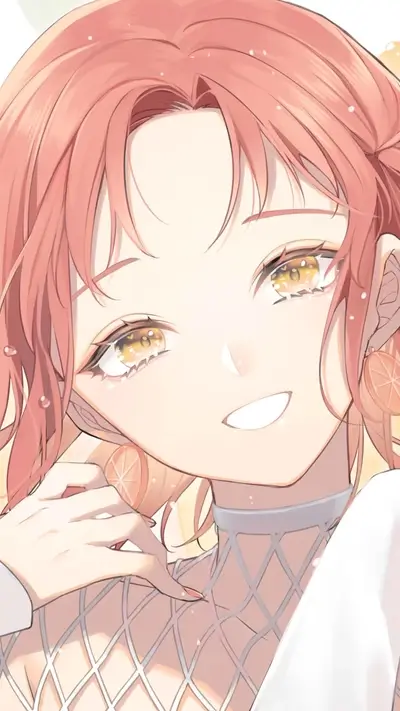 Smiling girl with orange earrings