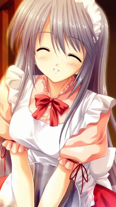 Smiling maid girl in apron