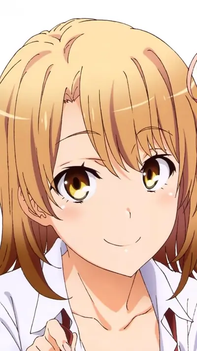 Smiling young woman with golden hair and warm eyes, anime-style drawing