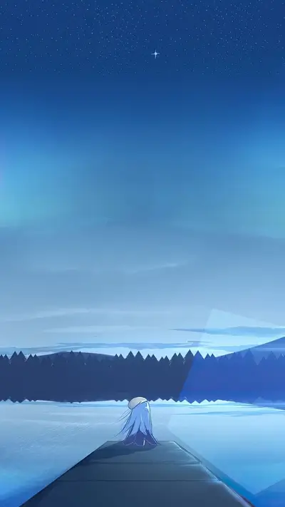 Solitary figure overlooking serene winter landscape