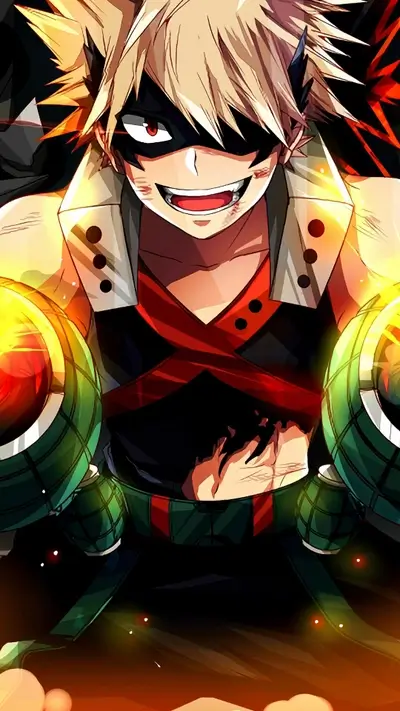 Spiky blond hero smiling fiercely with glowing grenade gauntlets
