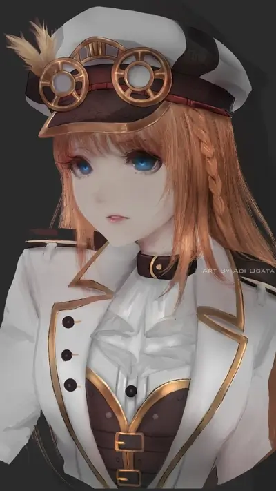 Steampunk girl with goggles and white coat