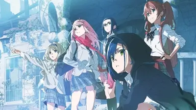 Students look up at something, possibly an old, destroyed building, a ruined landscape