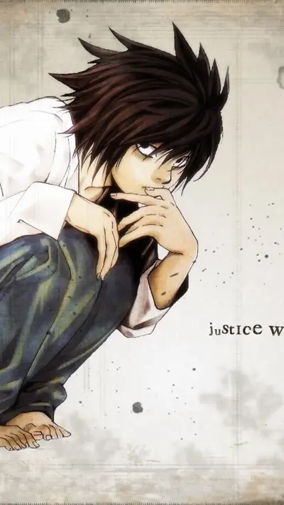 Stylish anime boy sitting, pensive expression