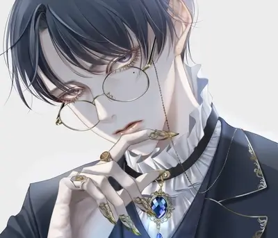 Stylish anime boy with gold accessories