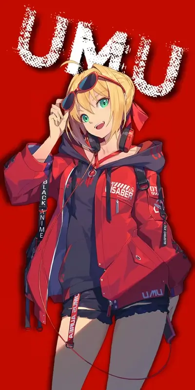 Stylish anime girl with a modern urban look, posing confidently with sunglasses and headphones