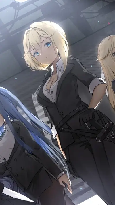 Stylish anime girls ready for action in suits