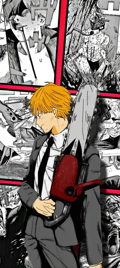 Stylish man with a chainsaw in a comic book style