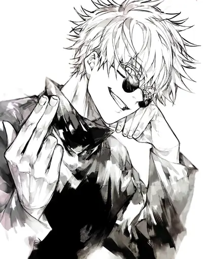 Stylish monochrome portrait, intense gaze, smirk