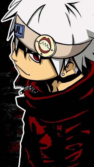Stylized portrait of a character, dark background