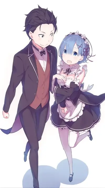 Subaru and Rem together, cute and happy