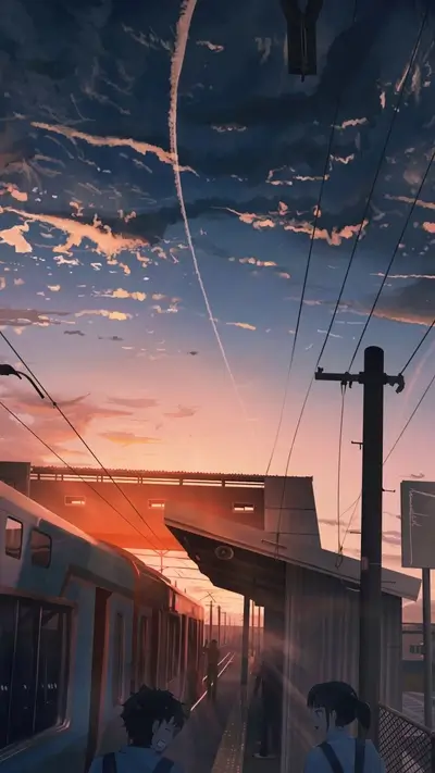 Sunset at a train station