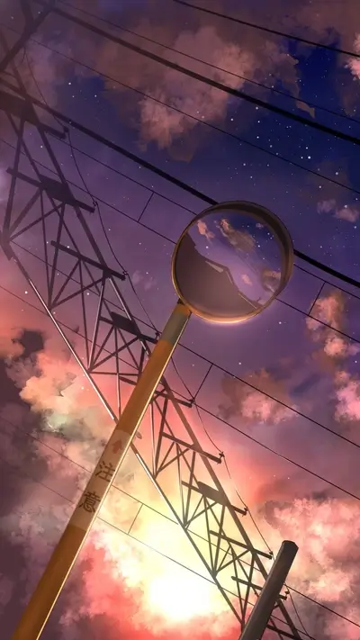 Sunset sky reflected in a mirror