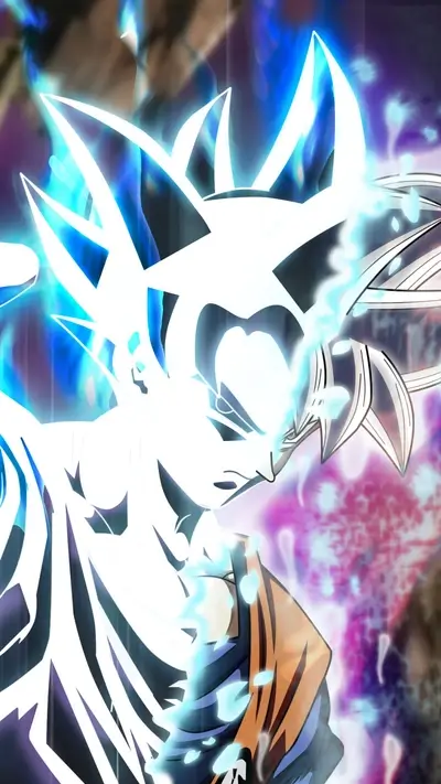 Super Saiyan Blue Goku glowing intensely