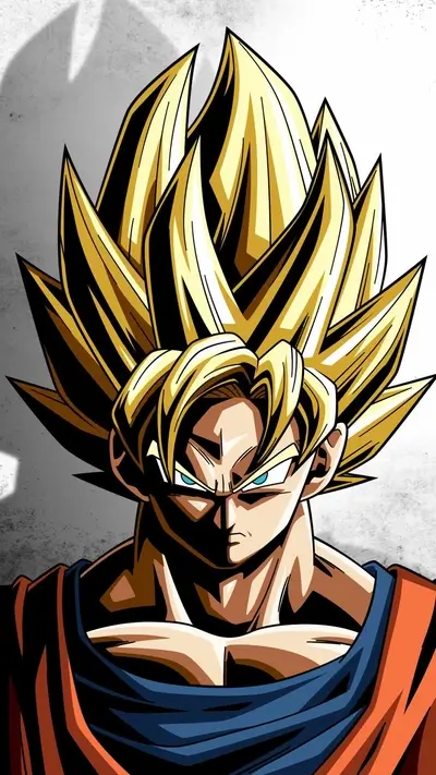 Super Saiyan Goku staring intensely forward with spiky golden hair