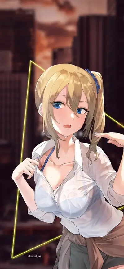 Sweaty girl in a white shirt