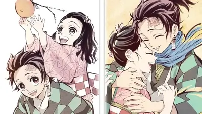 Tanjiro and Nezuko Kamado, heartwarming illustrations