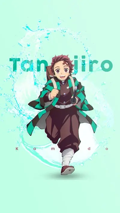 Tanjiro Kamado running through water splashes