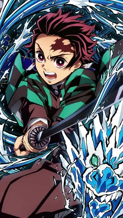Tanjiro Kamado wielding his Nichirin sword