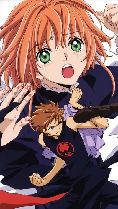 Terrified girl and boy, hands and claws surrounding, protective embrace