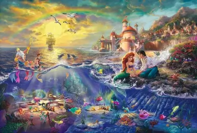 The Little Mermaid romantic scene with the underwater kingdom