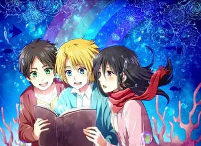 Three friends reading a book underwater