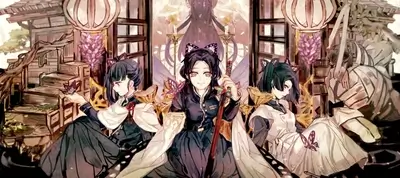 Three girls in traditional Japanese clothing