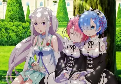 Three girls sitting together in a garden