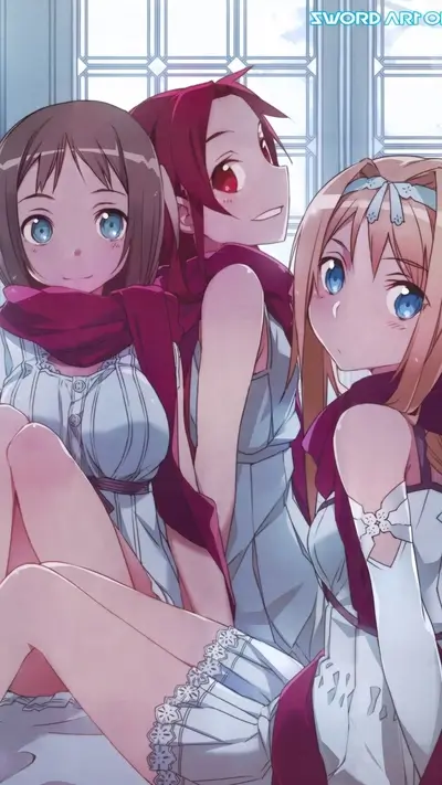 Three girls sitting together near a window