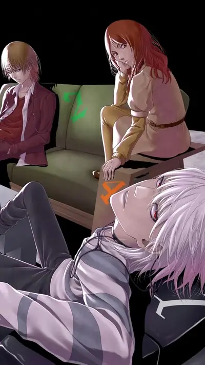 Three people sitting on furniture with intense and reflective expressions