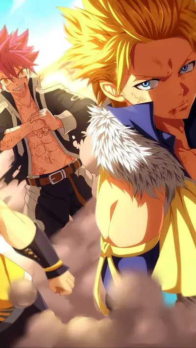 Three powerful fighters clashing, fierce expressions, dynamic poses