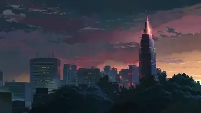 Tokyo city skyline with tall skyscraper at sunset