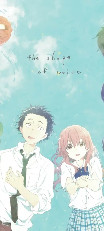 Two anime characters floating, text